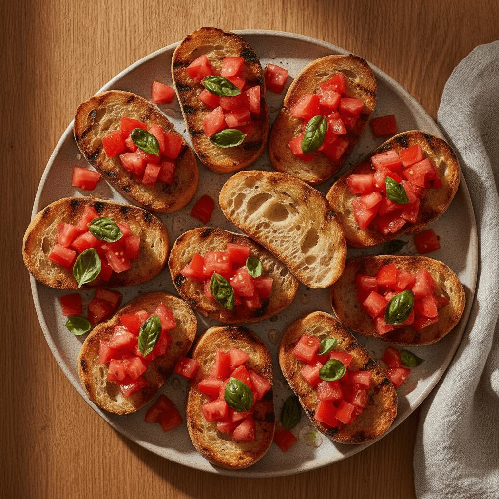 Bruschetta de Tomate e Manjericão